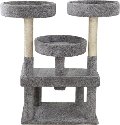 46″ XXL Heavy Duty Cat Tree – Extra-Large! Sturdy Indoor Cat Tower with Multiple Perches, Sisal Scratch Posts & Solid Wood Base (Gray)