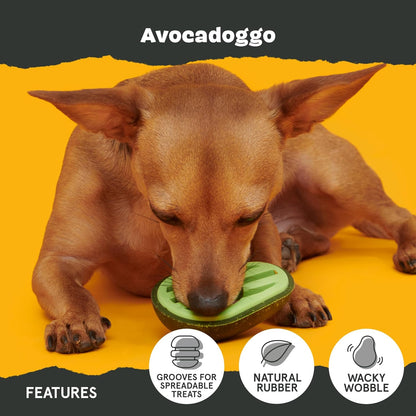 Avocadoggo Dog Toy | Natural Rubber, Wobble Shape, Perfect for Peanut Butter & Dishwasher Safe | Dog Toy for Aggressive Chewers