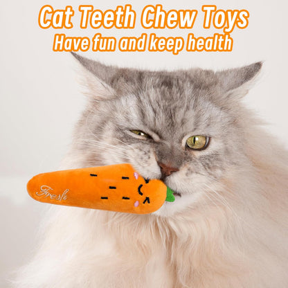 Catnip Toys for Cats, 5 Pack Cat Toys for Cats, Fluffy Catnip Toys for Chewing Playing, Interactive Kitten Toys, Catnip Filled Kitty Chew Teething Toys, Cat Chew Toys, Vegetable,5 Pcs