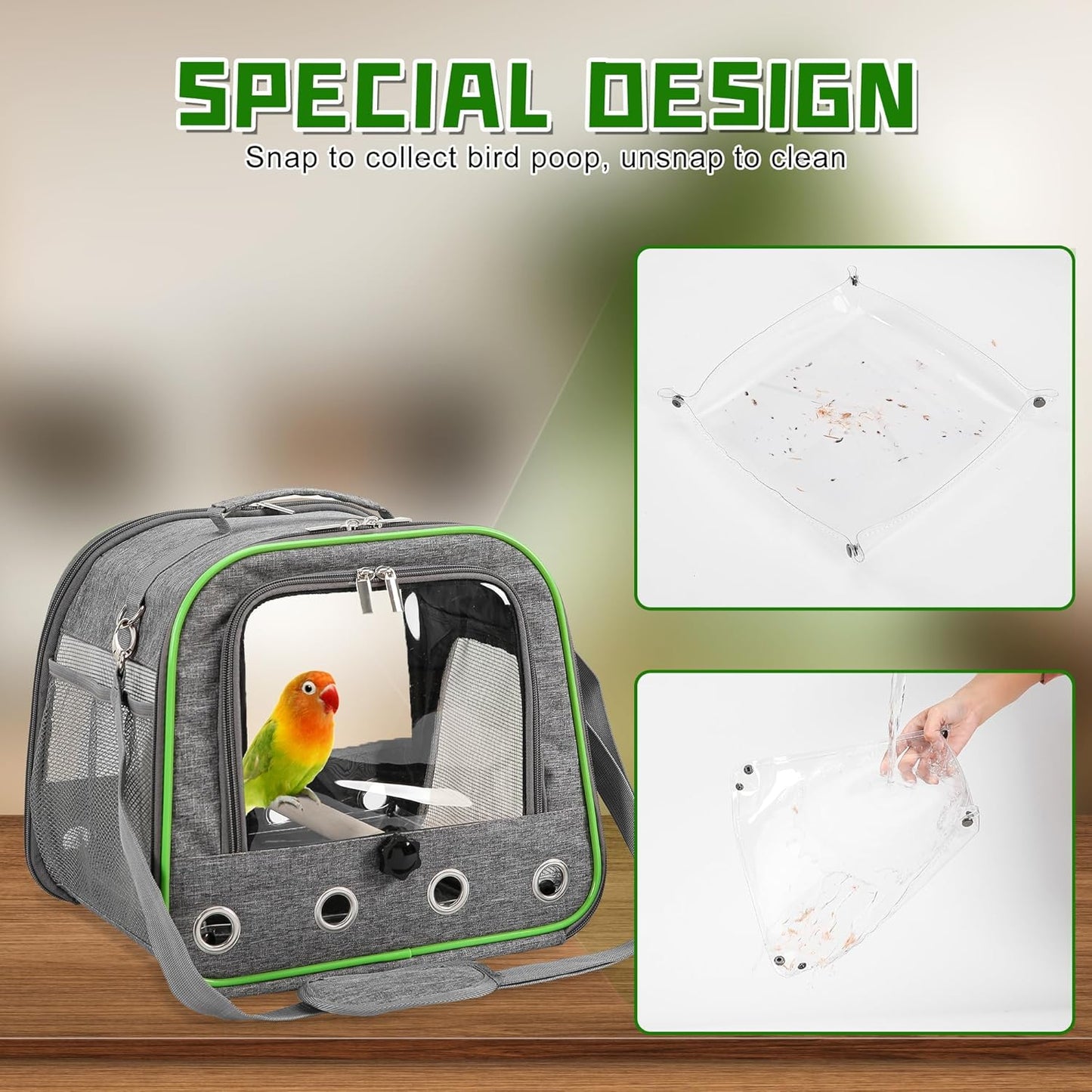 Lightweight and Portable Travel Bird Cage with Stand and Easy Clean Tray, Parrot Parakeet Cockatiels Bird Travel Cage