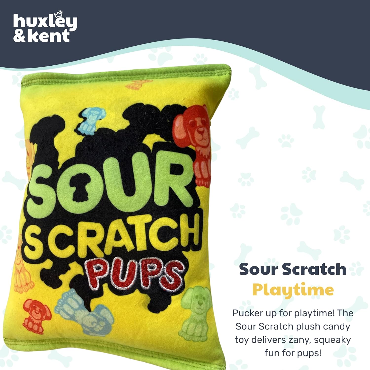 Funny Dog Toy W/Squeaker – Power Plush Squeaky Dog Toys for Small, Medium & Large Dogs – Soft Stuffed Animal for Indoor Play & Fetch - Sour Scratch, Large