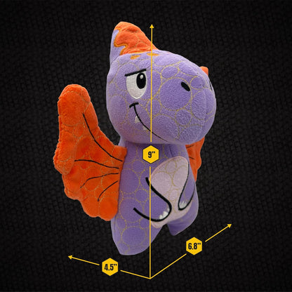 Durable & Strong Dog Toy Purple Dino with Squeaker, Kevlar-Reinforced for Aggressive Chewers.