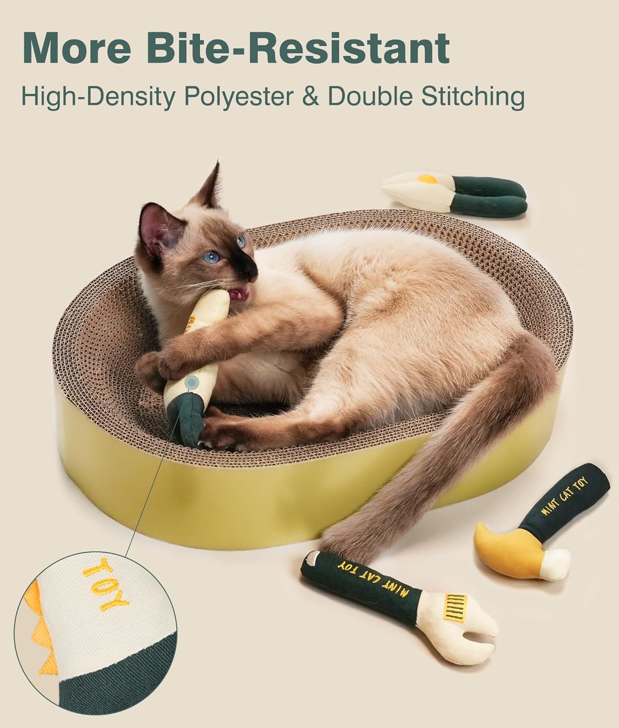 4Pcs Tool-Shaped Catnip Toys, Organic Catnip & Crinkle Sound, Soft and Durable, Interactive Chew & Kicker Cat Toys, Exercise and Teething Relief for Indoor Cats & Kittens