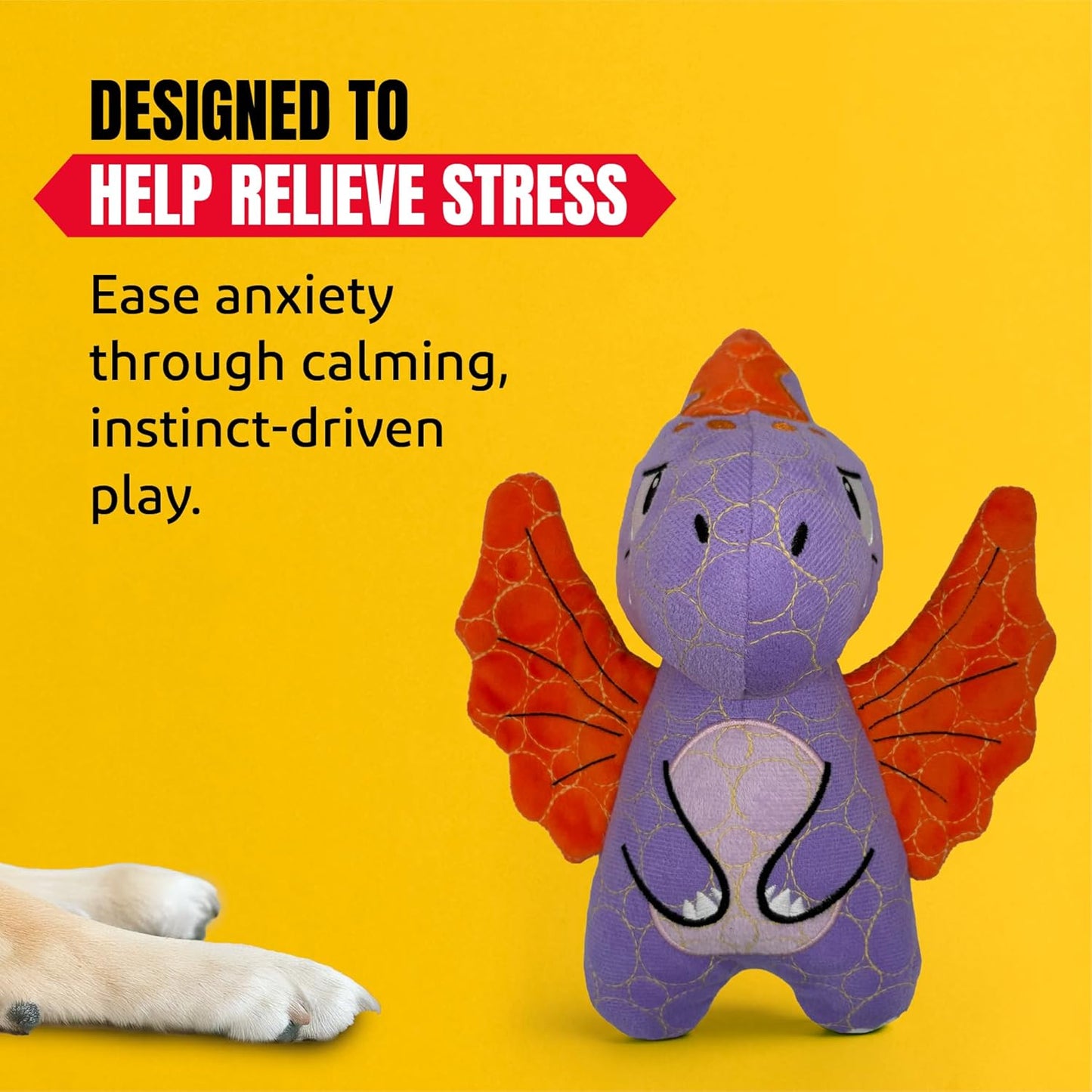 Durable & Strong Dog Toy Purple Dino with Squeaker, Kevlar-Reinforced for Aggressive Chewers.
