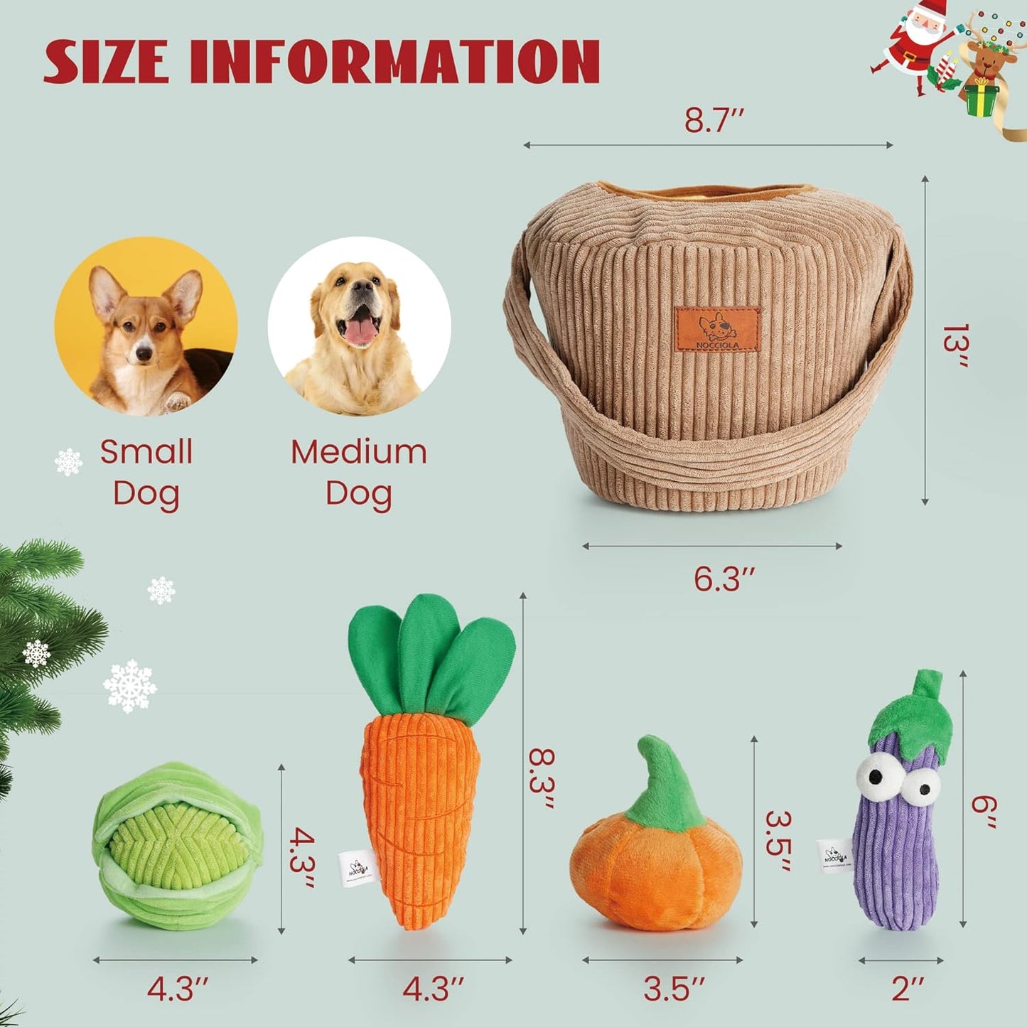Small Squeaky Crinkle Dog Toys- 15 Packs Grocery Basket Fruits Veggies Puppy Toys to Keep Busy, Cute Durable Plush Stuffed Hide Seek Cognitive Boredom Pet Supplies, Dog Birthday Gifts