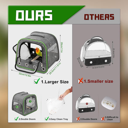 Lightweight and Portable Travel Bird Cage with Stand and Easy Clean Tray, Parrot Parakeet Cockatiels Bird Travel Cage