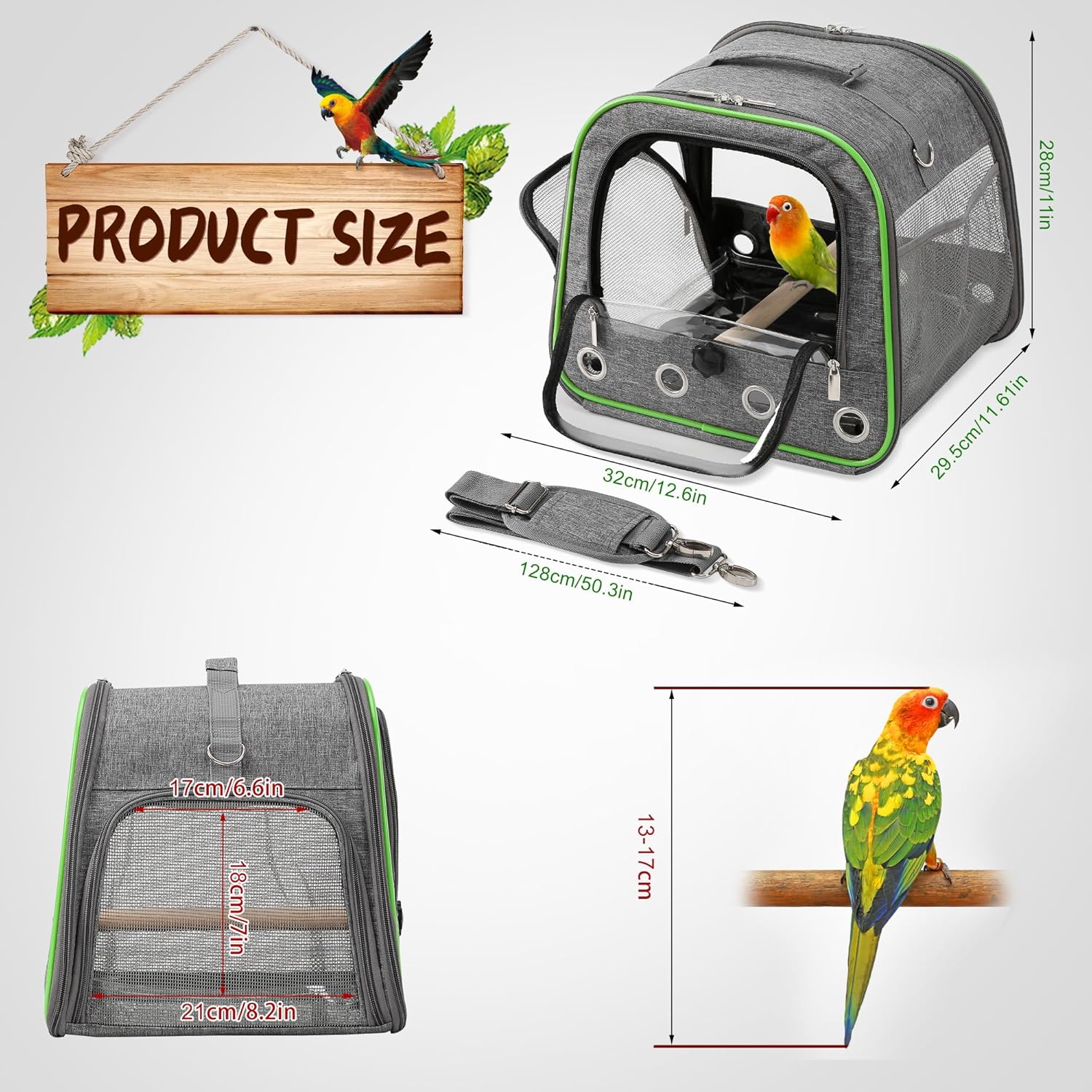 Lightweight and Portable Travel Bird Cage with Stand and Easy Clean Tray, Parrot Parakeet Cockatiels Bird Travel Cage