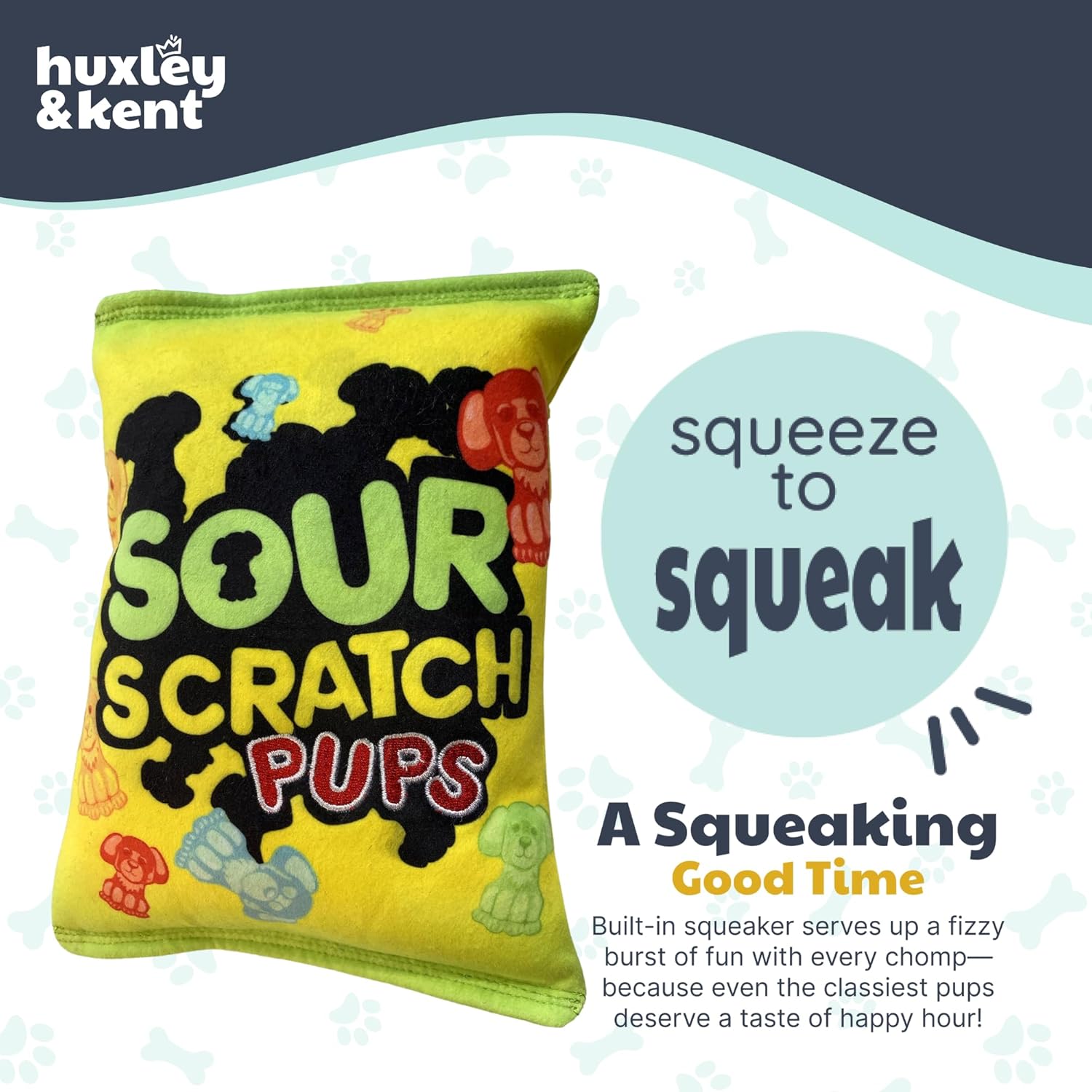 Funny Dog Toy W/Squeaker – Power Plush Squeaky Dog Toys for Small, Medium & Large Dogs – Soft Stuffed Animal for Indoor Play & Fetch - Sour Scratch, Large