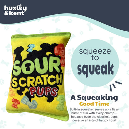 Funny Dog Toy W/Squeaker – Power Plush Squeaky Dog Toys for Small, Medium & Large Dogs – Soft Stuffed Animal for Indoor Play & Fetch - Sour Scratch, Large