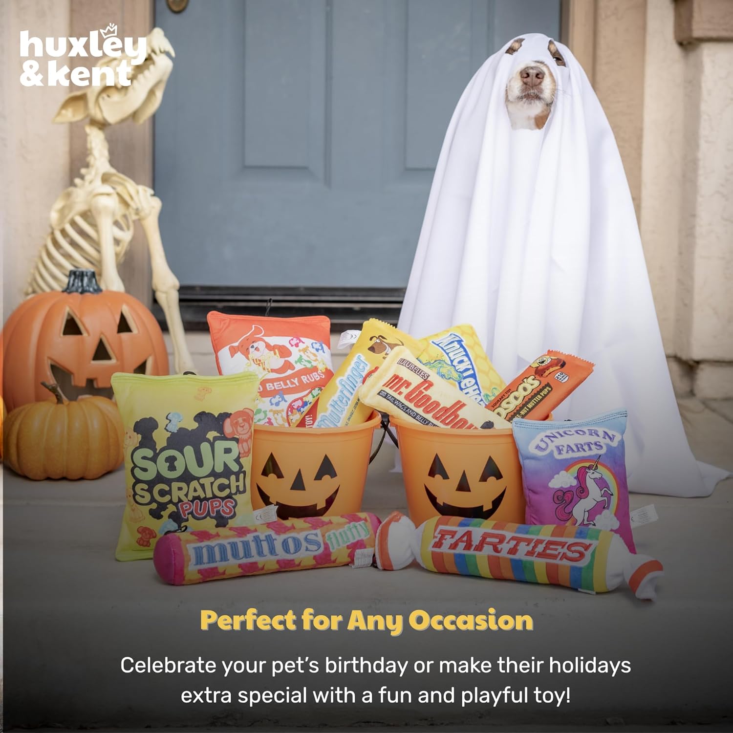 Funny Dog Toy W/Squeaker – Power Plush Squeaky Dog Toys for Small, Medium & Large Dogs – Soft Stuffed Animal for Indoor Play & Fetch - Sour Scratch, Large