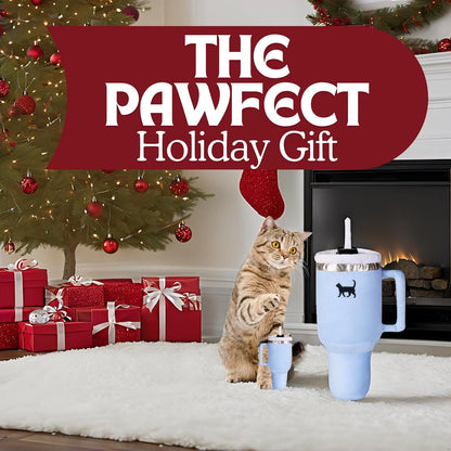 Kitty Cup Catnip Toy - Christmas & Birthday Cat Gift Toy with Catnip & Crinkle, Funny Stocking Stuffer for Girl Indoor Kitten (Chambray Blue)