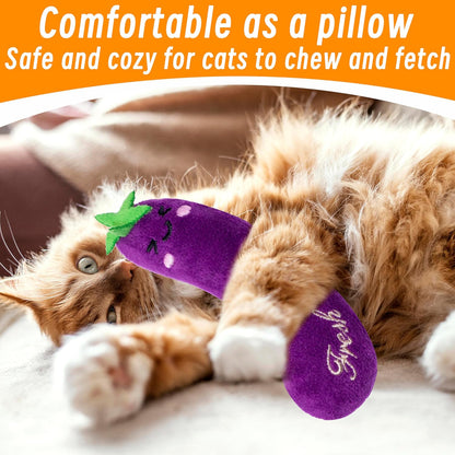 Catnip Toys for Cats, 5 Pack Cat Toys for Cats, Fluffy Catnip Toys for Chewing Playing, Interactive Kitten Toys, Catnip Filled Kitty Chew Teething Toys, Cat Chew Toys, Vegetable,5 Pcs
