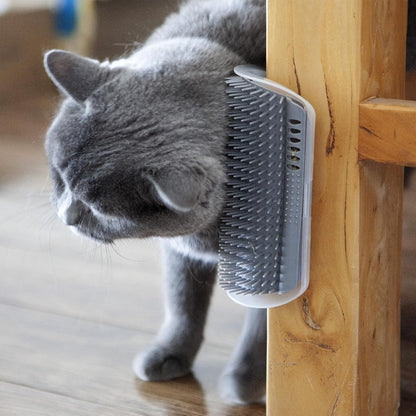 2 Pack Self Grooming Cat Brush - 6.1" Wall Corner Scratcher with Massage Combs for Long and Short Fur Cats, Kittens (Grey)
