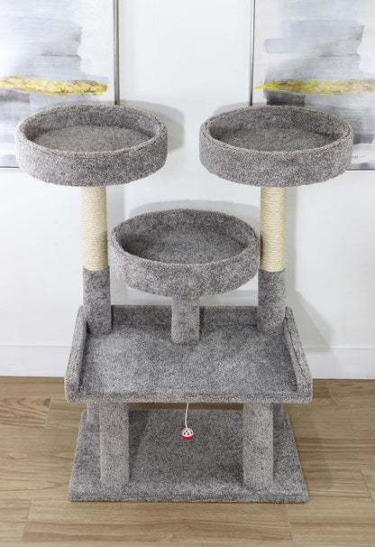46″ XXL Heavy Duty Cat Tree – Extra-Large! Sturdy Indoor Cat Tower with Multiple Perches, Sisal Scratch Posts & Solid Wood Base (Gray)