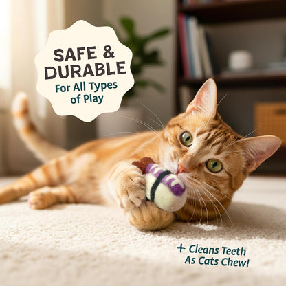 Sushi Cat Toy Set (9 Pcs) – Interactive Wool Felt Kitty Toys for Indoor Cats & Kittens, Catnip-Free, Durable, Cute & Enriching Play for Bored Cats