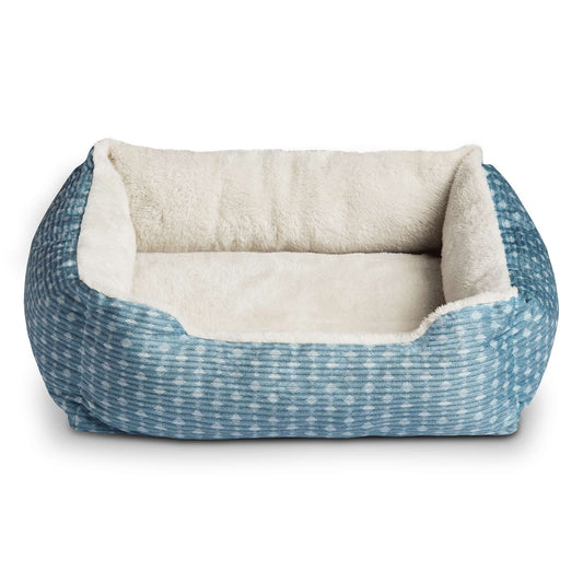 Dog & Cat Bed, Plush Cuddler, Portable, Blue & White, 19" × 15"