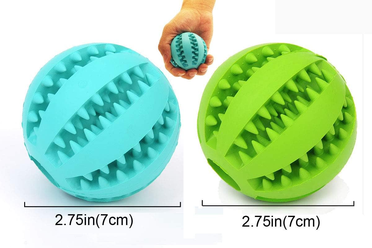 2 Pack Dog Toy Ball - Nontoxic Bite Resistant Teething Toys for Small/Medium/Large Dog and Puppy Cat, Dog Pet Food Treat Feeder Chew Tooth Cleaning Exercise Game IQ Training