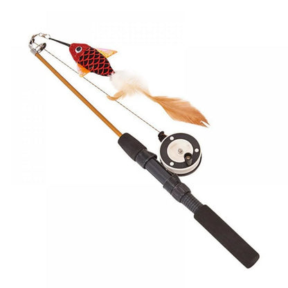 Interactive Cat Toy,Retractable Cat Wand Toy Cat Plush Teaser Wand with Interactive Telescopic Cat Fishing Pole Toy