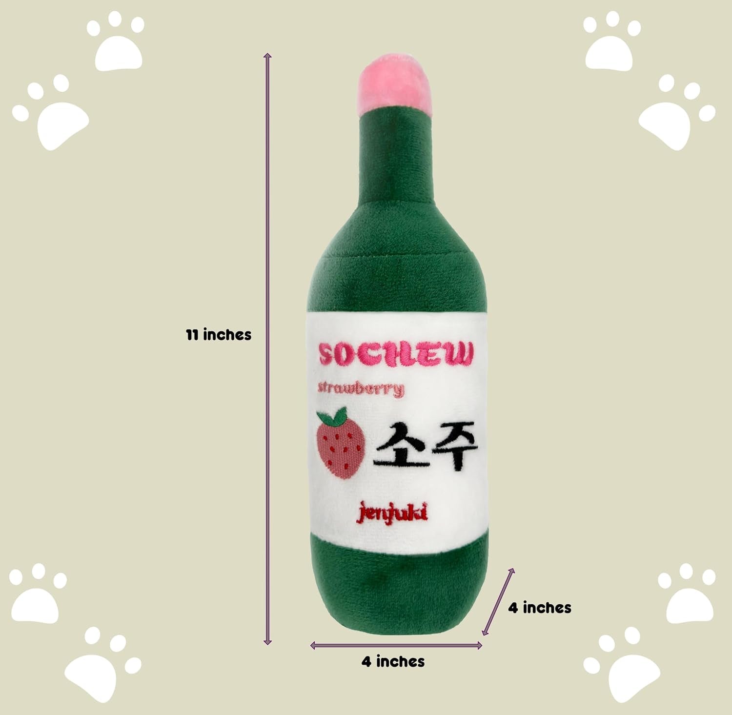 Sochew Soju Pet Toy with Squeaker (Strawberry)