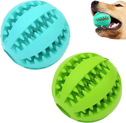 2 Pack Dog Toy Ball - Nontoxic Bite Resistant Teething Toys for Small/Medium/Large Dog and Puppy Cat, Dog Pet Food Treat Feeder Chew Tooth Cleaning Exercise Game IQ Training
