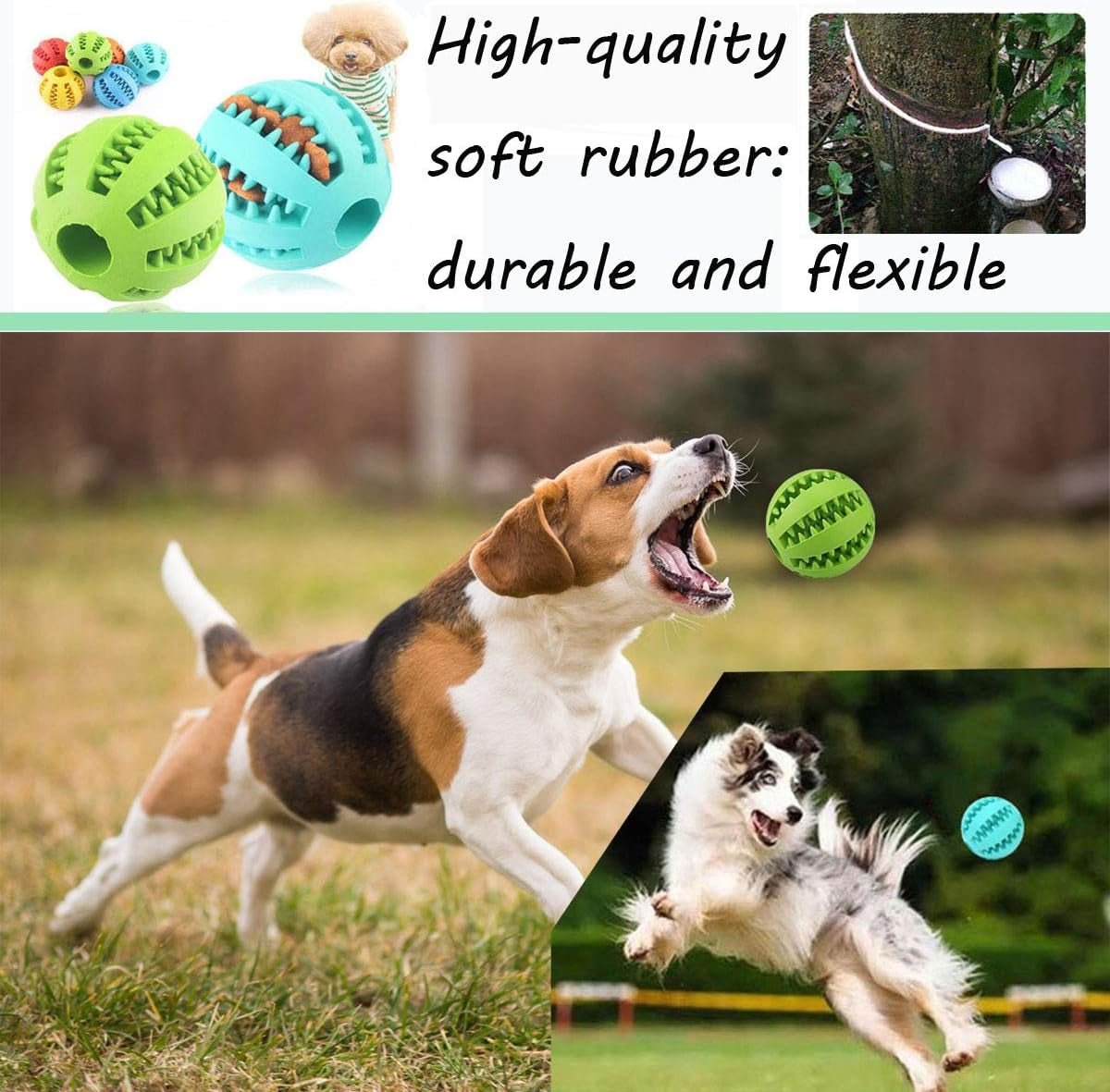 2 Pack Dog Toy Ball - Nontoxic Bite Resistant Teething Toys for Small/Medium/Large Dog and Puppy Cat, Dog Pet Food Treat Feeder Chew Tooth Cleaning Exercise Game IQ Training
