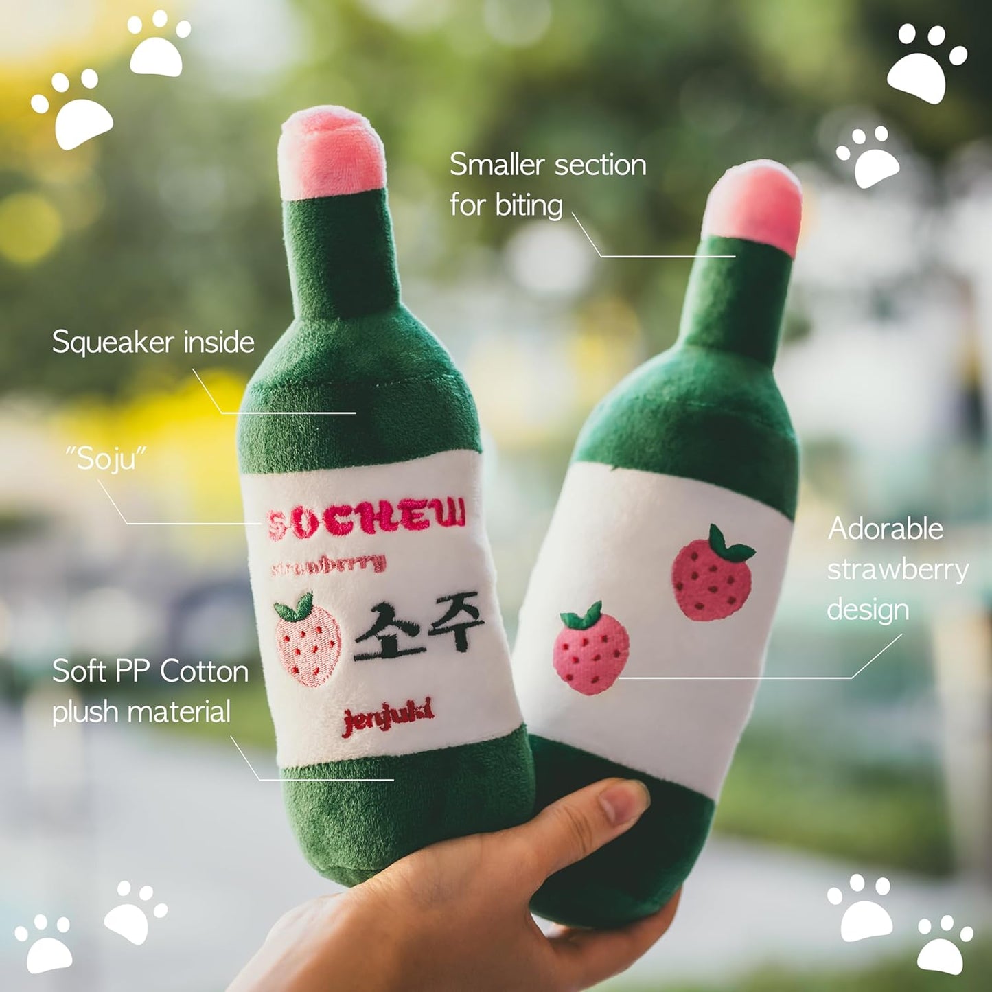 Sochew Soju Pet Toy with Squeaker (Strawberry)
