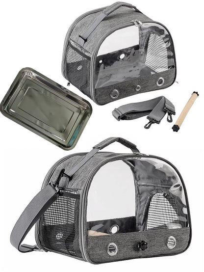 Bird Travel Carrier with Stand Perch, Breathable Bird Carrier Cage Parrot Carrier for Hiking