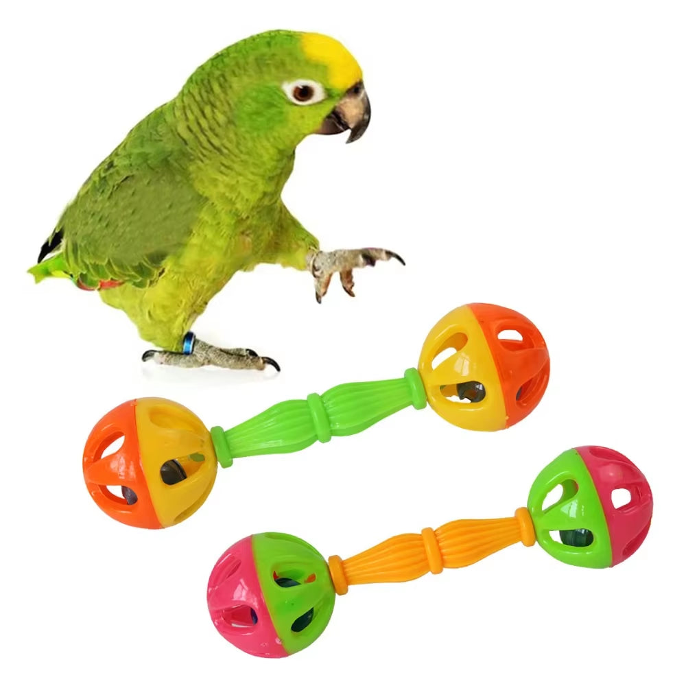 Parrot Toy Creative Rattle Bite Resistant Bird Bite Toy Double-Head Bell Ball Toy Parrot Training Toy Bird Toys Bird Toys