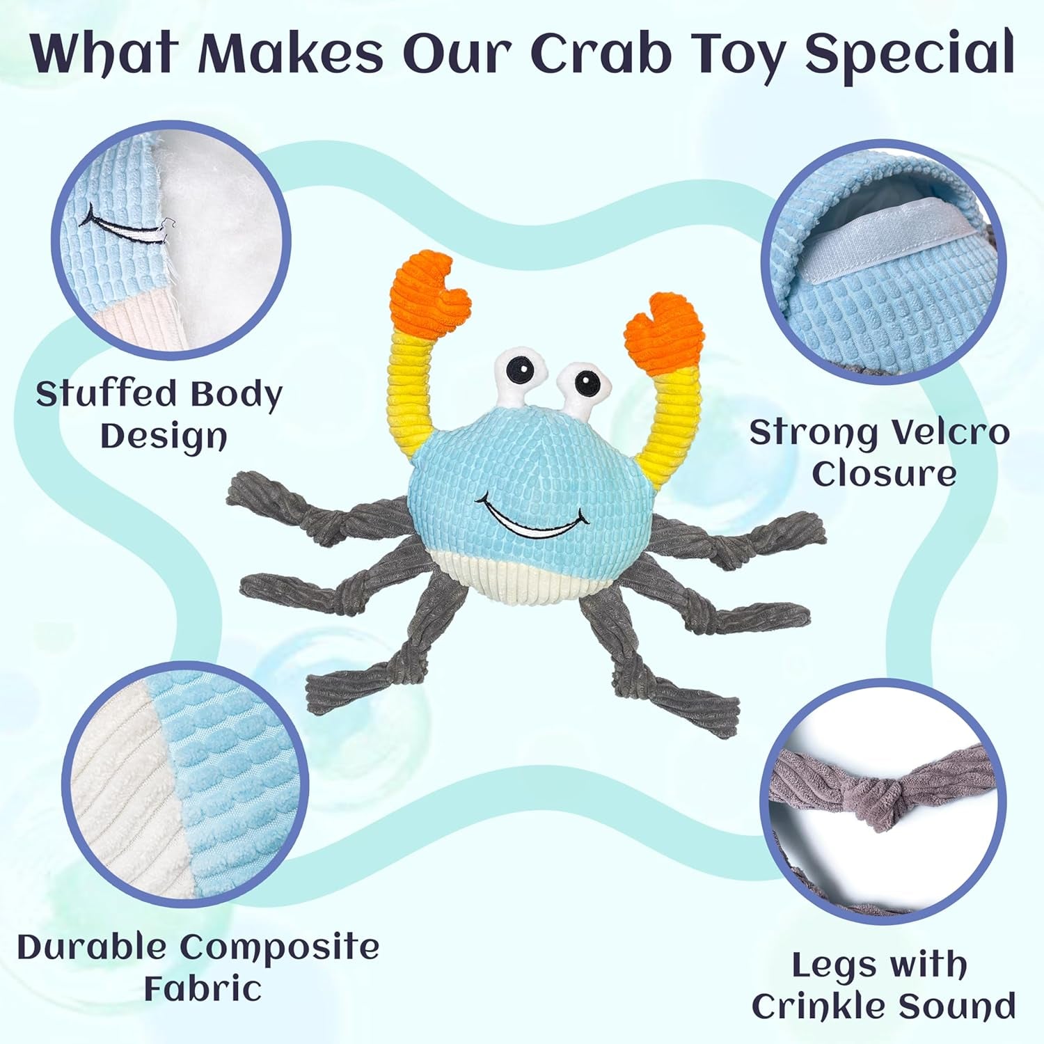 Dog Toys for Aggressive Chewers – 3-In-1 Squeaky Interactive Chew Toy with Spiky Ball for Small, Medium & Large Dog, Pet Plush Toys（Bouncing Ball Not Included）